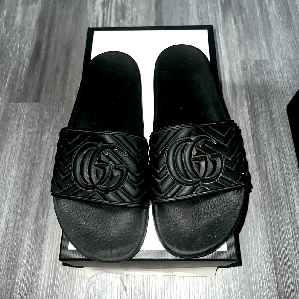 Gucci Quilted Matelassé Slides